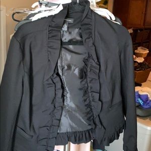 Black ruffle blazer